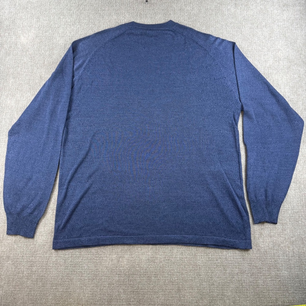 Pronto Uomo Mens XL Blue 100% Silk Crewneck Raglan Long Sleeve Sweater Knit Top - Picture 6 of 6